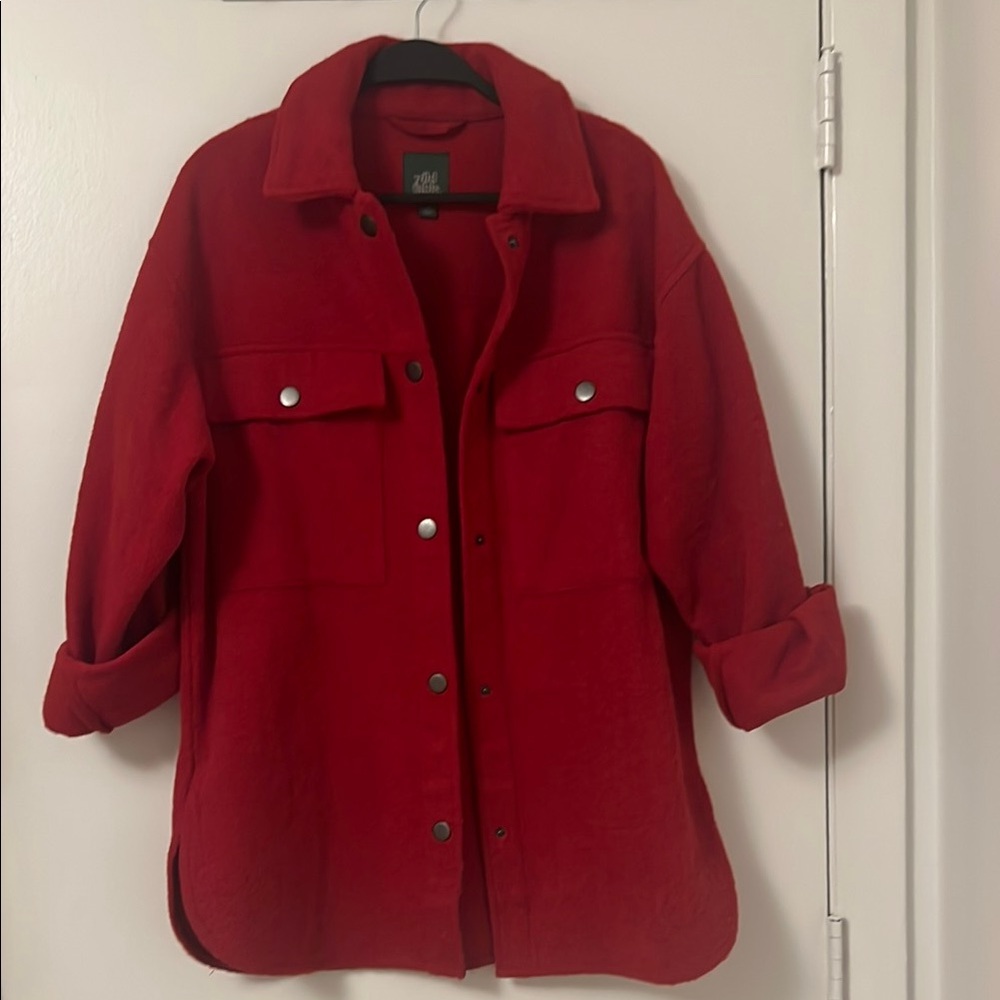 Wild Fable Red Utility Jacket with Thick Material and Prominent Collar